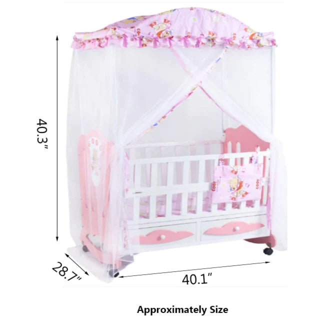 Baby Wooden Cot with High Roof Mosquito Net