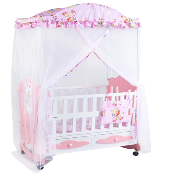 Baby Wooden Cot with High Roof Mosquito Net