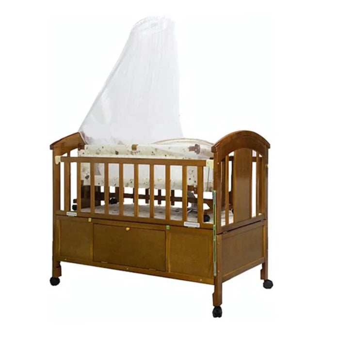 Baby Plain Wooden Cot With Mosquito Net