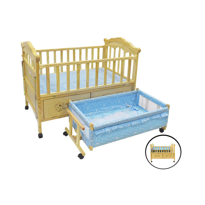 2 in 1 Cute Elephant Theme Wooden Baby Cot