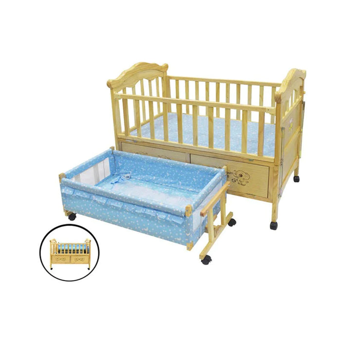 2 in 1 Cute Elephant Theme Wooden Baby Cot
