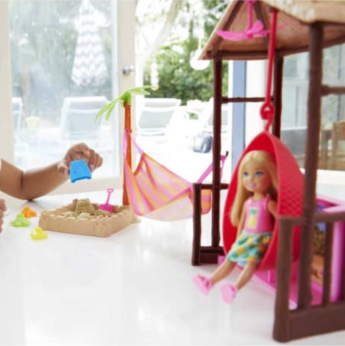 Barbie Chelsea Doll Tiki Hut Playset With Moldable Sand FWV24