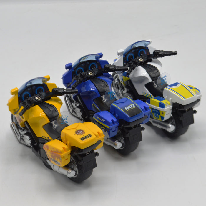 Diecast Metal Body Police Bike with Light and Sound