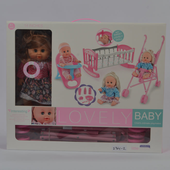 Lovely Baby Girl Doll Stroller with Accessories