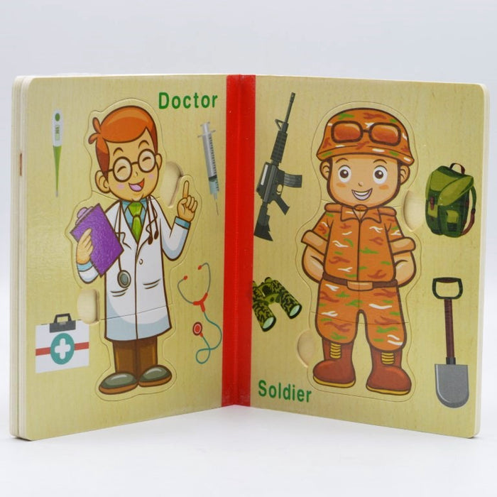 3 In 1 Occupation Wooden Puzzle Book