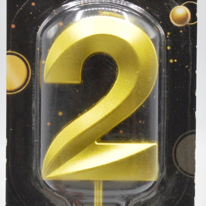 Number 2 Golden Color Party Candle