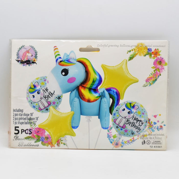 Little Unicorn Theme Foil Balloons Pack of 5
