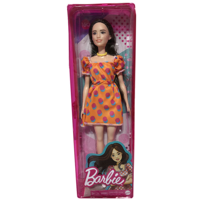 Barbie Doll (Brunette Hair, Polka Dot Dress, Yellow Necklace)
