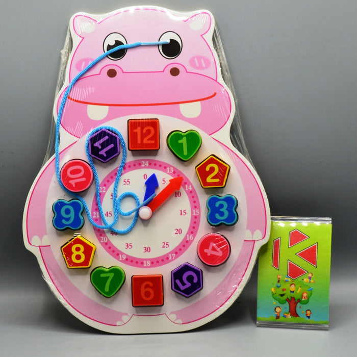 Animal Wooden Clock with Beads and String