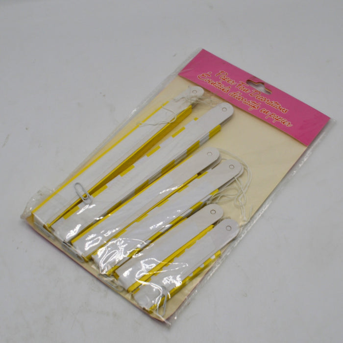 Paper Fan Decoration Yellow Color Set Pack of 6 Pcs