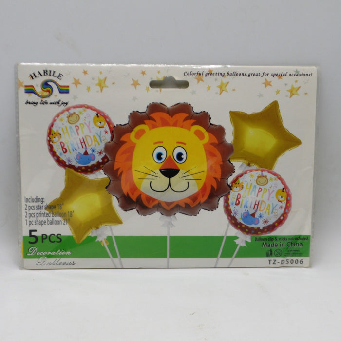 5 in 1 Lion Theme Foil Balloons