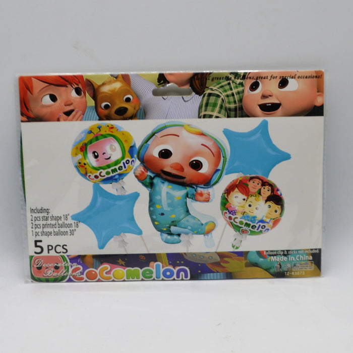 5 in 1 Baby Cocomelon Theme Foil Balloons Set