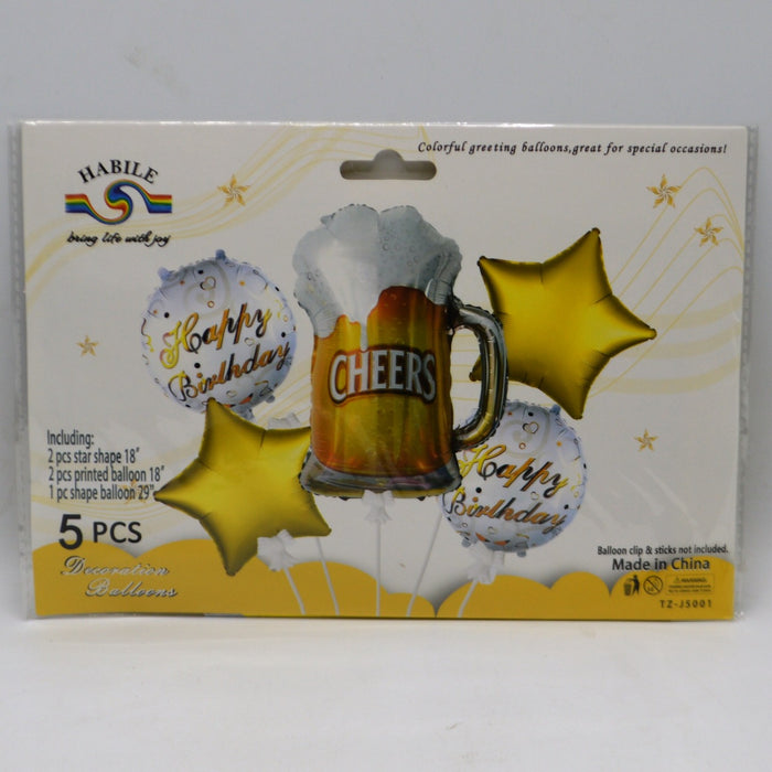 5 in 1 Cheers Theme Foil Balloons
