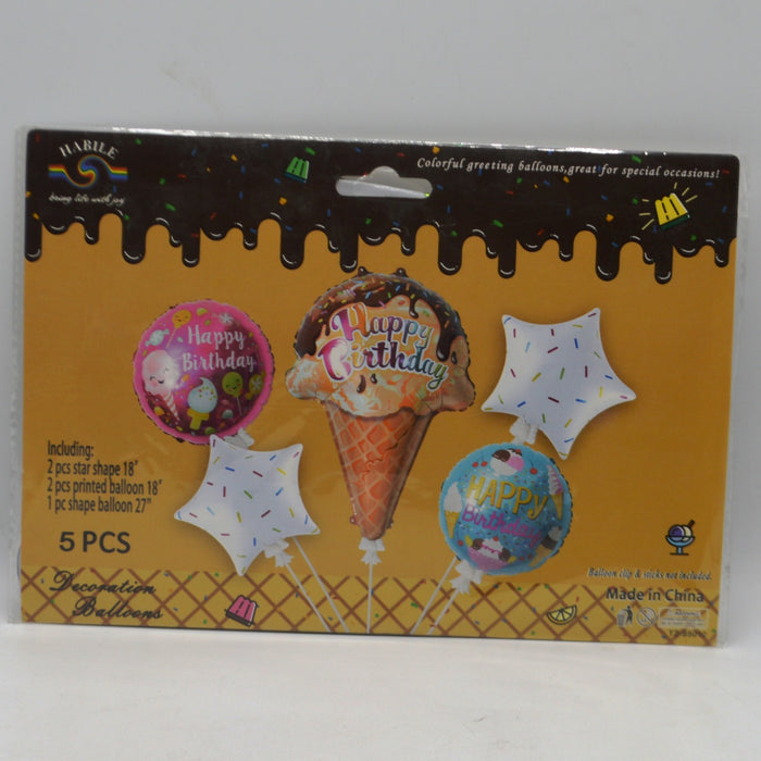 5 in 1 Ice Cream Theme Foil Balloons