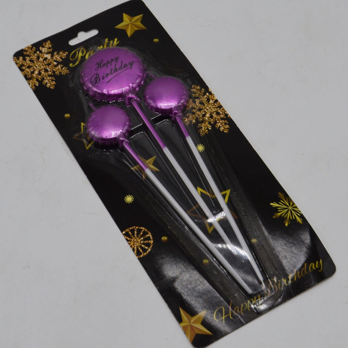 Purple Color Circle Shape Candles Pack of 3