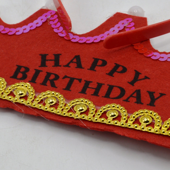 Happy Birthday Led Red Crown Cap