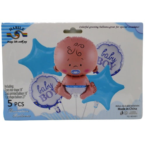 5 in 1 Baby Boy Theme Foil Balloons Set