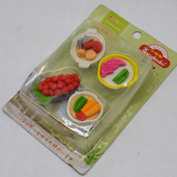 Food Cooking Shape Erasers Pack of 4 Pieces