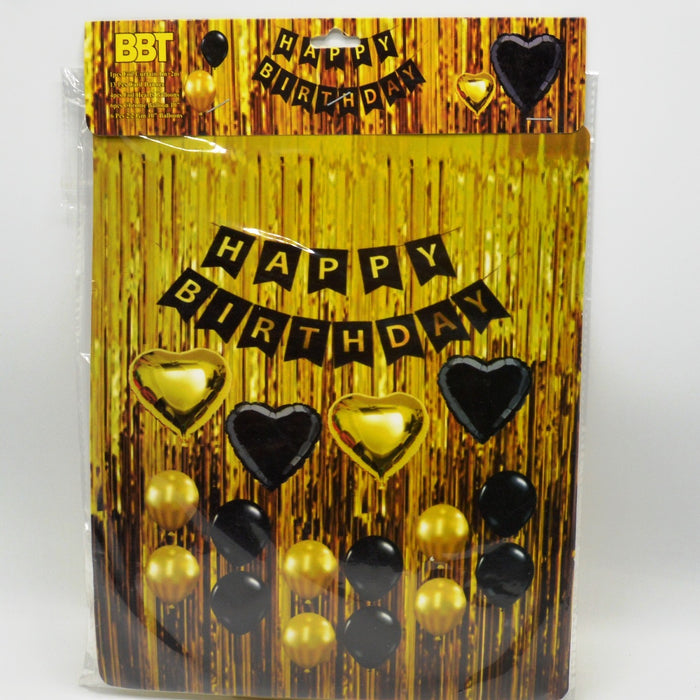 Happy Birthday Golden & Black Foil Balloons