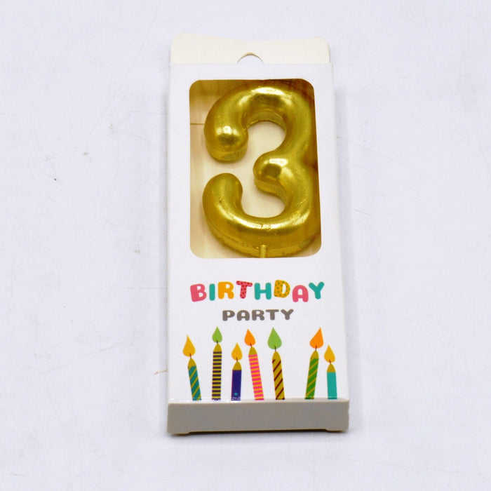 Number 3 Golden Color Party Candle
