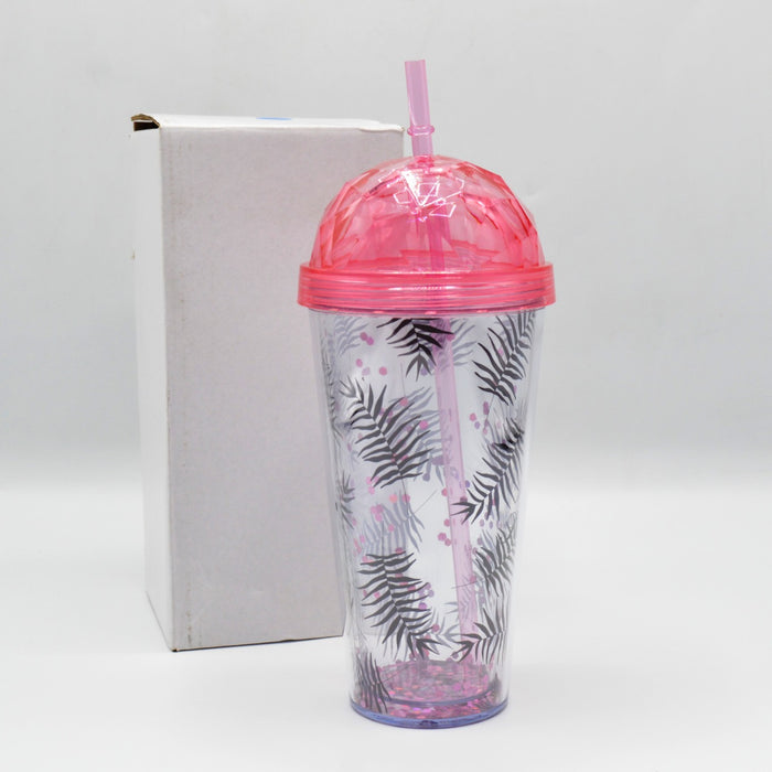 Flowers Theme Sipper With Straw