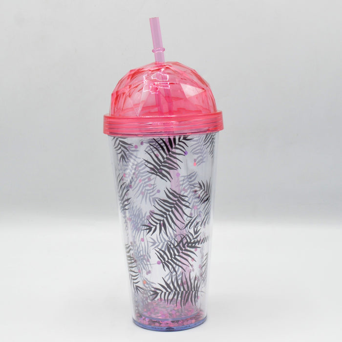 Flowers Theme Sipper With Straw