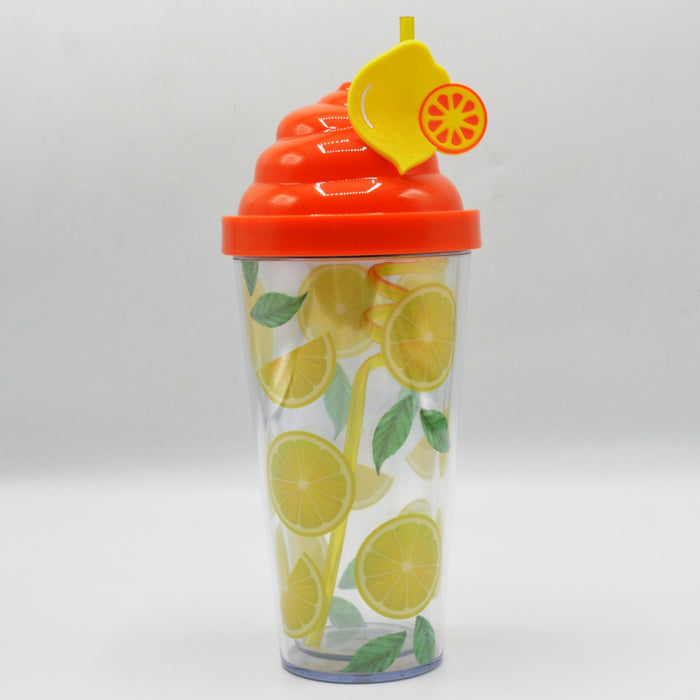 Lemon Theme Sipper With Straw