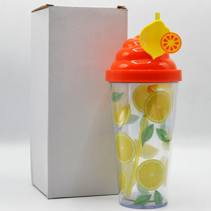 Lemon Theme Sipper With Straw