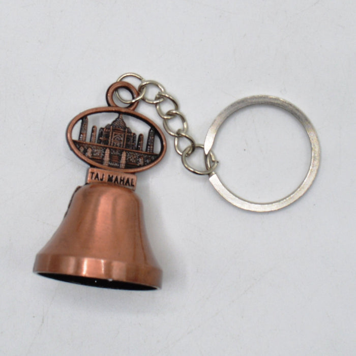 Taj Mahal Theme Bell Shape Metal Keychain