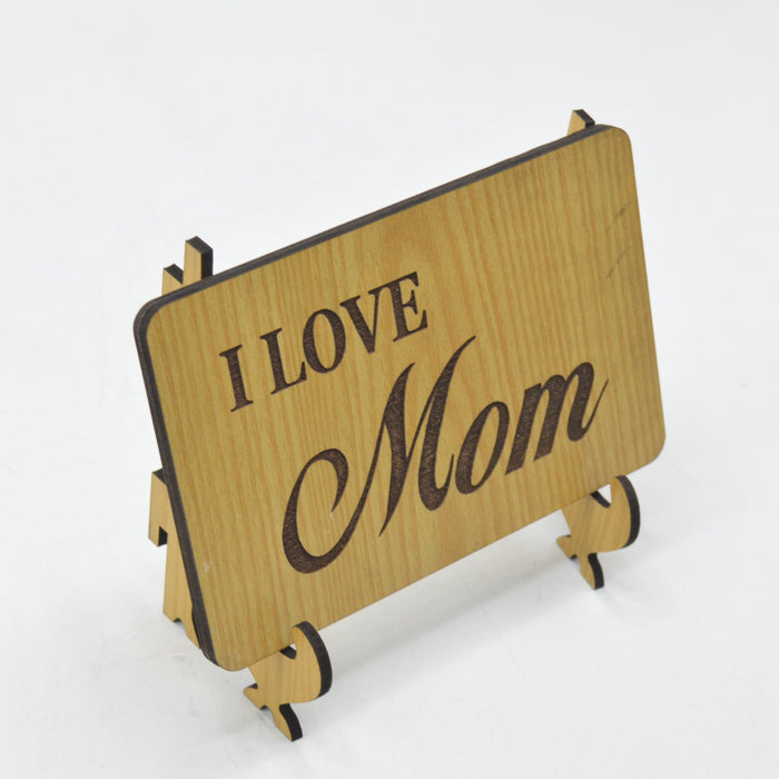 I Love Mom Wooden Plate