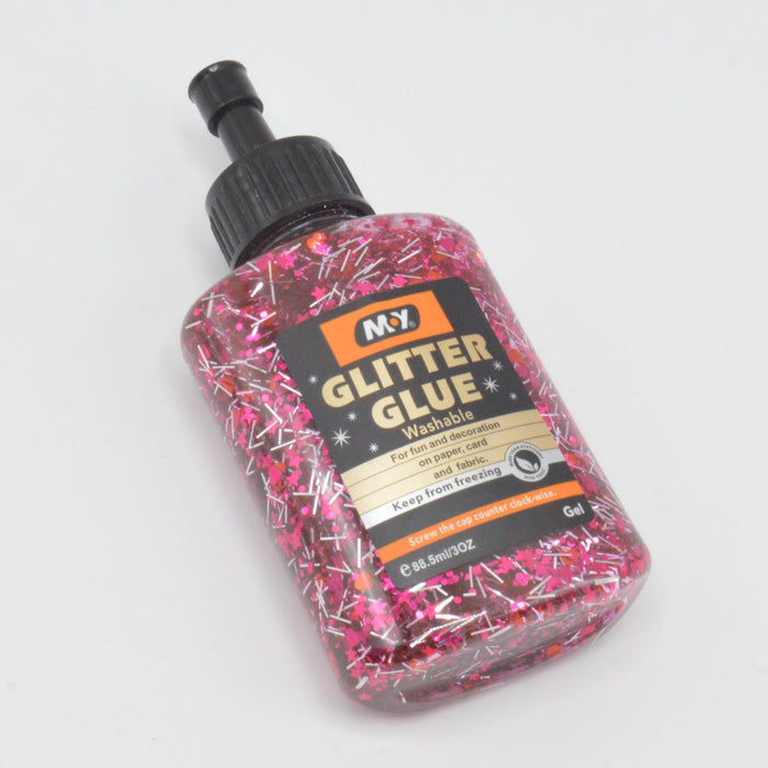 Pink Color Washable Glitter Glue Bottle