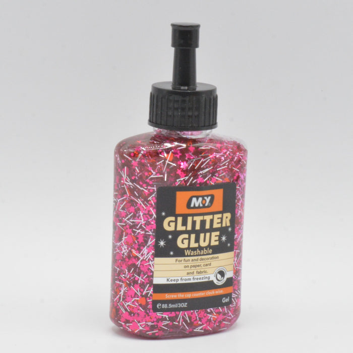 Pink Color Washable Glitter Glue Bottle