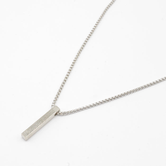 Silver Vertical Bar Pendant Necklace