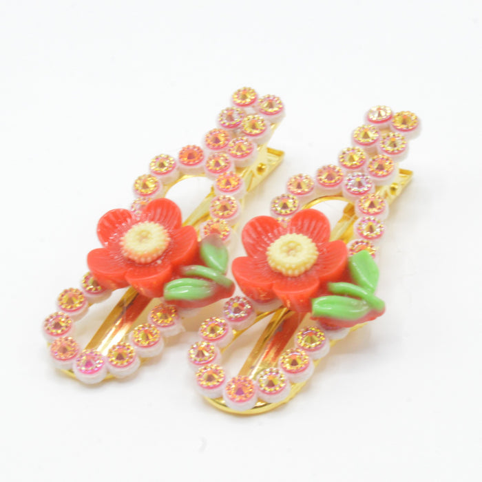 Beads Rose Flower Hair Pins Pack of 2