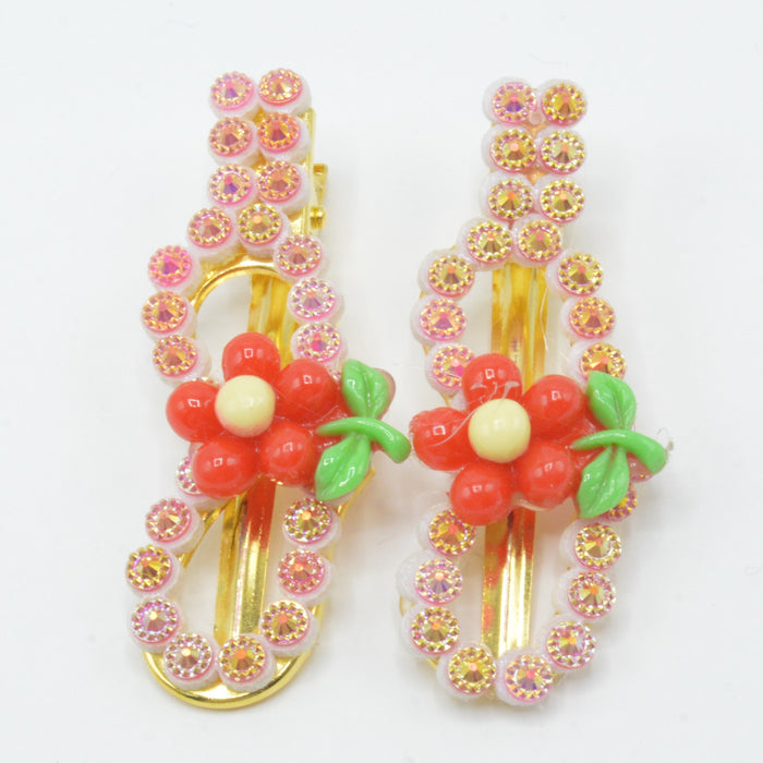 Beads Small Flower Hair Pins Pack of 2