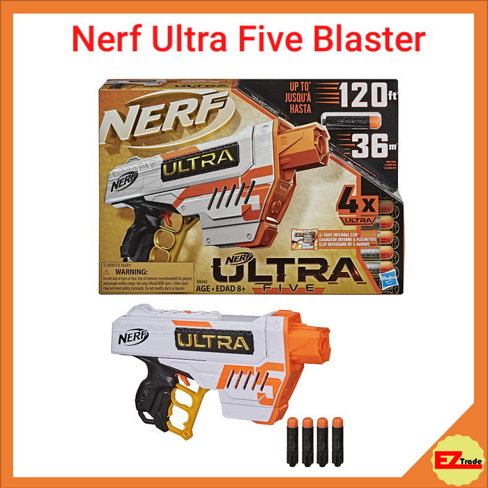 Nerf  Ultra Five Blaster - 4-Dart Internal Clip and 4 Ultra Darts E9592