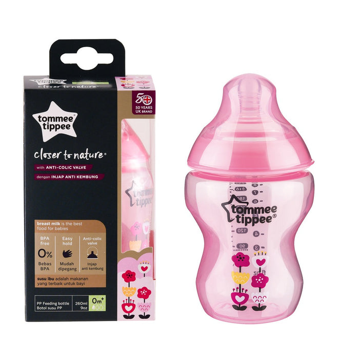 Tommee Tippee Tinted Feeding Bottle 260ml - Pink
