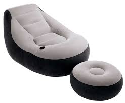 INTEX 68564  Inflatable Flocking Single Sofa Lazy Sofa Bed With Footrest