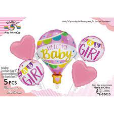 5 in 1 Baby Welcome Baby Girl Theme Foil Balloons