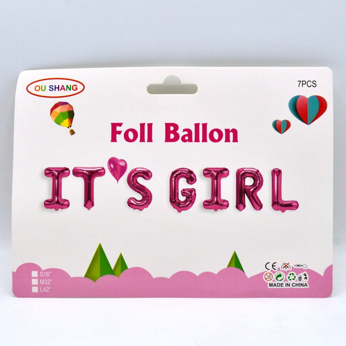 Foil Balloon Its Girl Pack of 7