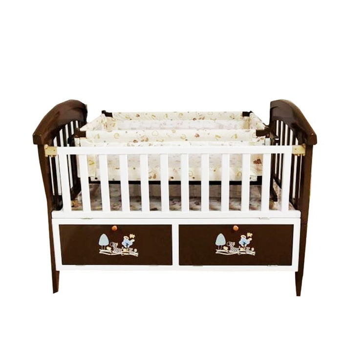 Brown And White Double Baby Cot